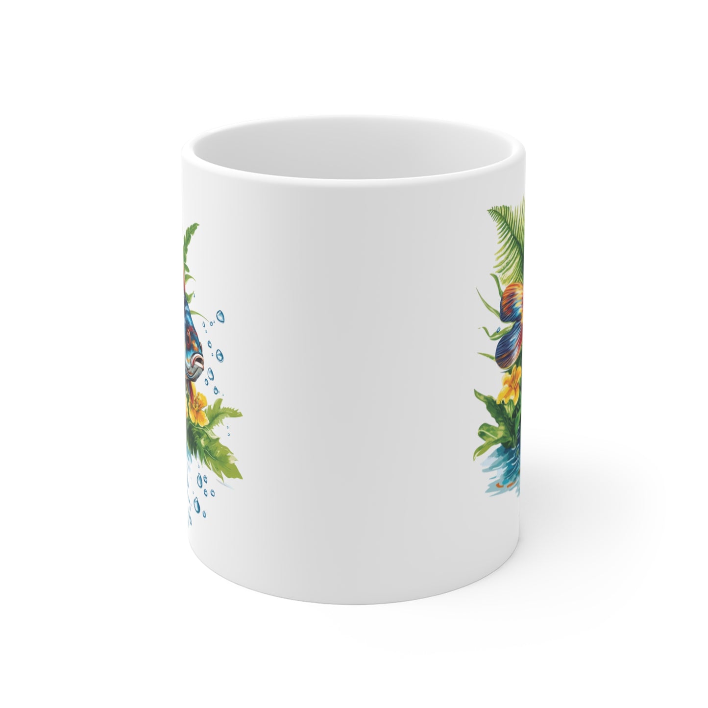 Tasse Poisson Tropical Artistique – Mug Céramique 325 ml – Design Aquarelle Coloré pour Amoureux de la Mer