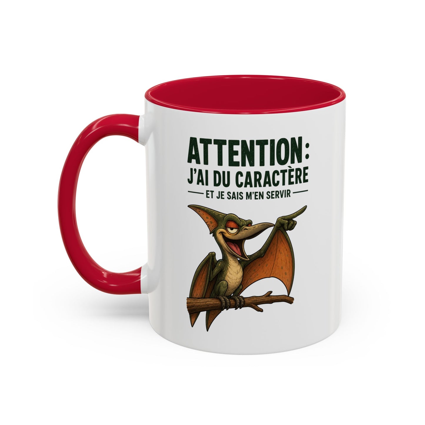 Mug Humoristique – Tasse Dinosaure Volant au Fort Caractère – Cadeau Original Homme et Femme, Ami ou Collègue – 325 ml Noir Bleu Rouge