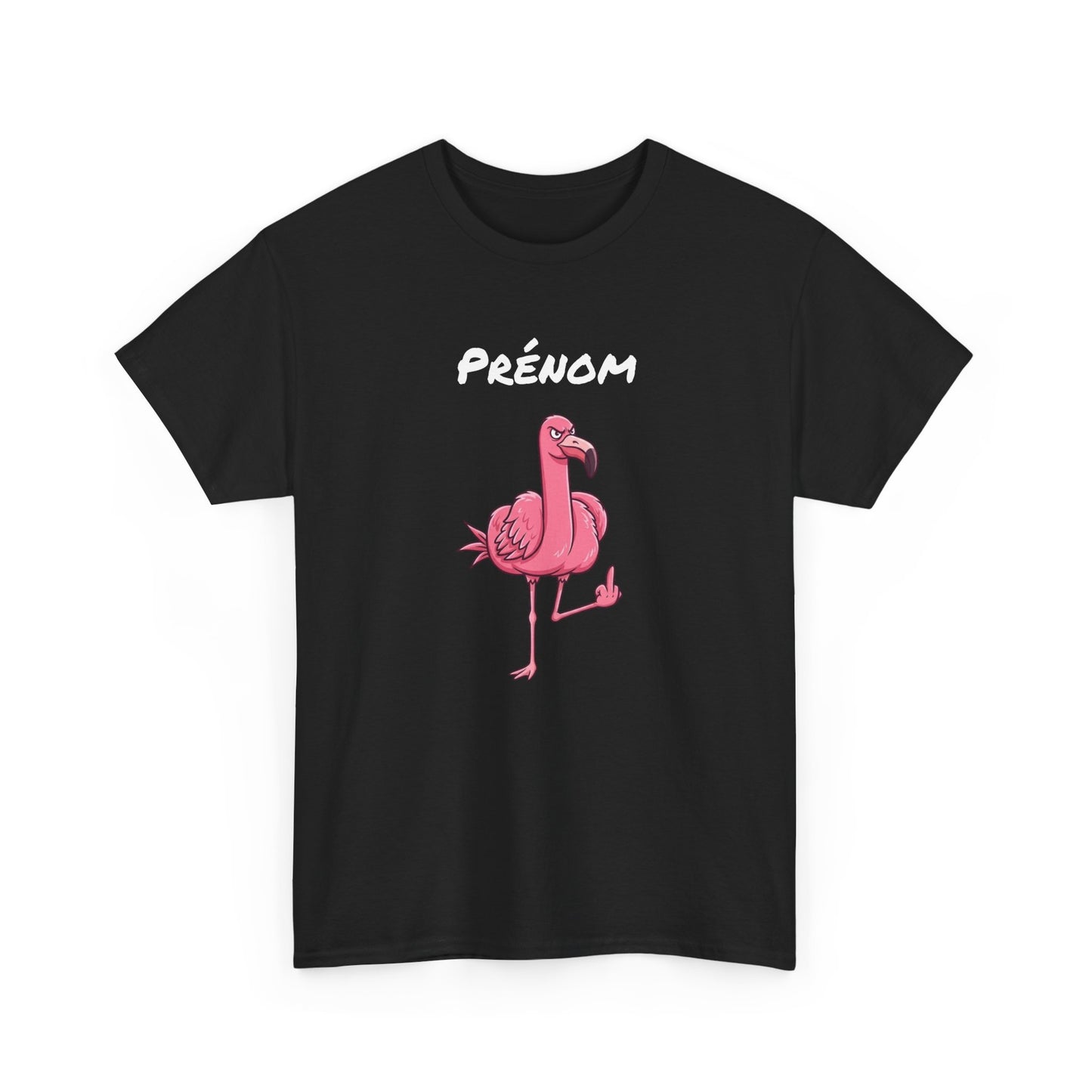 T-Shirt Personnalisé Prénom Flamant Rose Humour – Tee Shirt Adulte Fun et Décalé – Cadeau Original Homme Femme