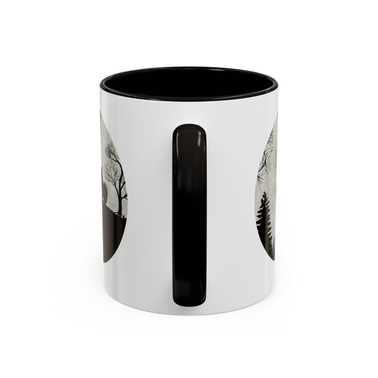 Tasse Spitz Nain Homme et Femme – Mug Chien Silhouette Pleine Lune Forêt – Cadeau Original pour Amoureux des Chiens 325 ml