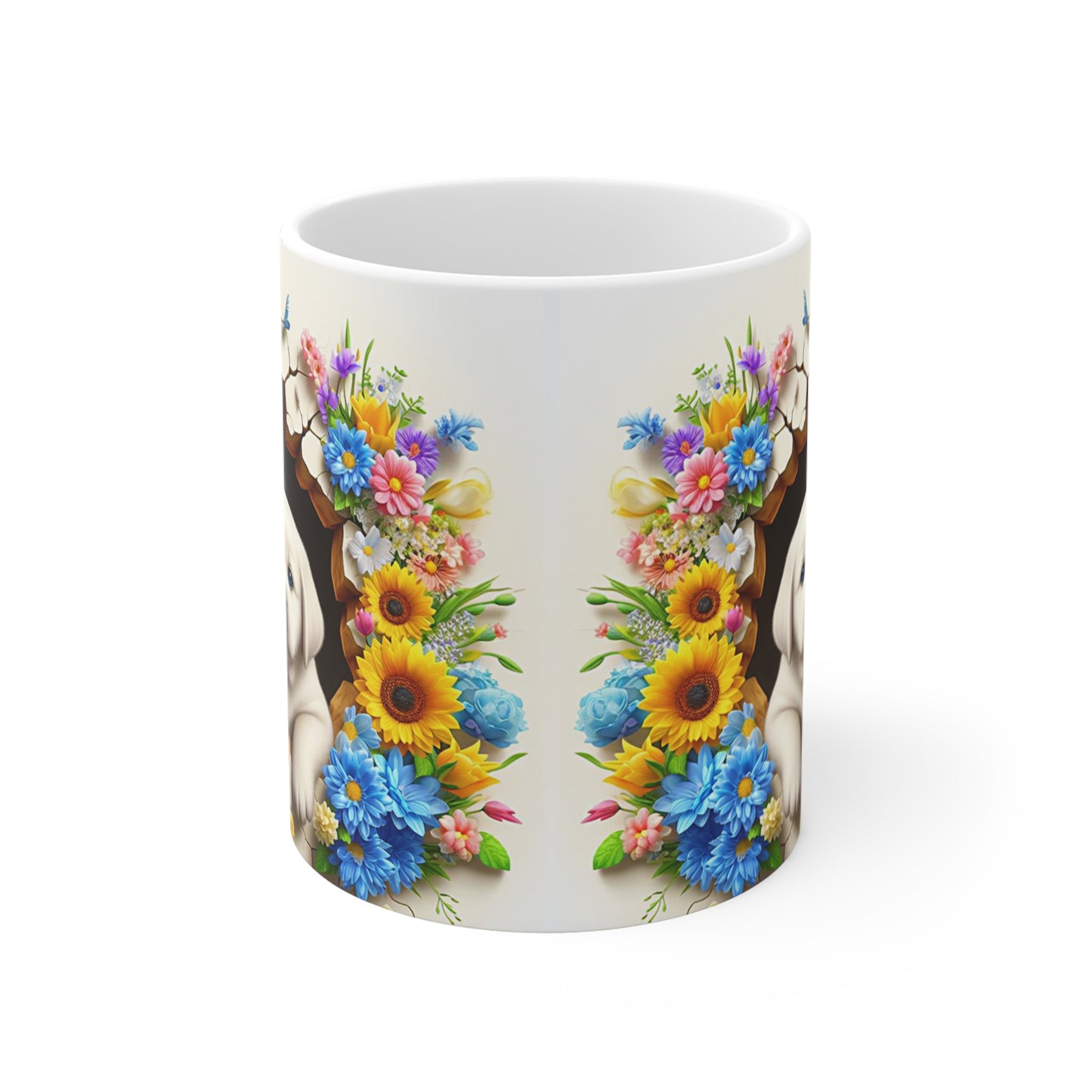 Tasse Céramique Labrador et Fleurs – Mug Chien Mignon Papillons – Cadeau Animaux Bohème 325ml