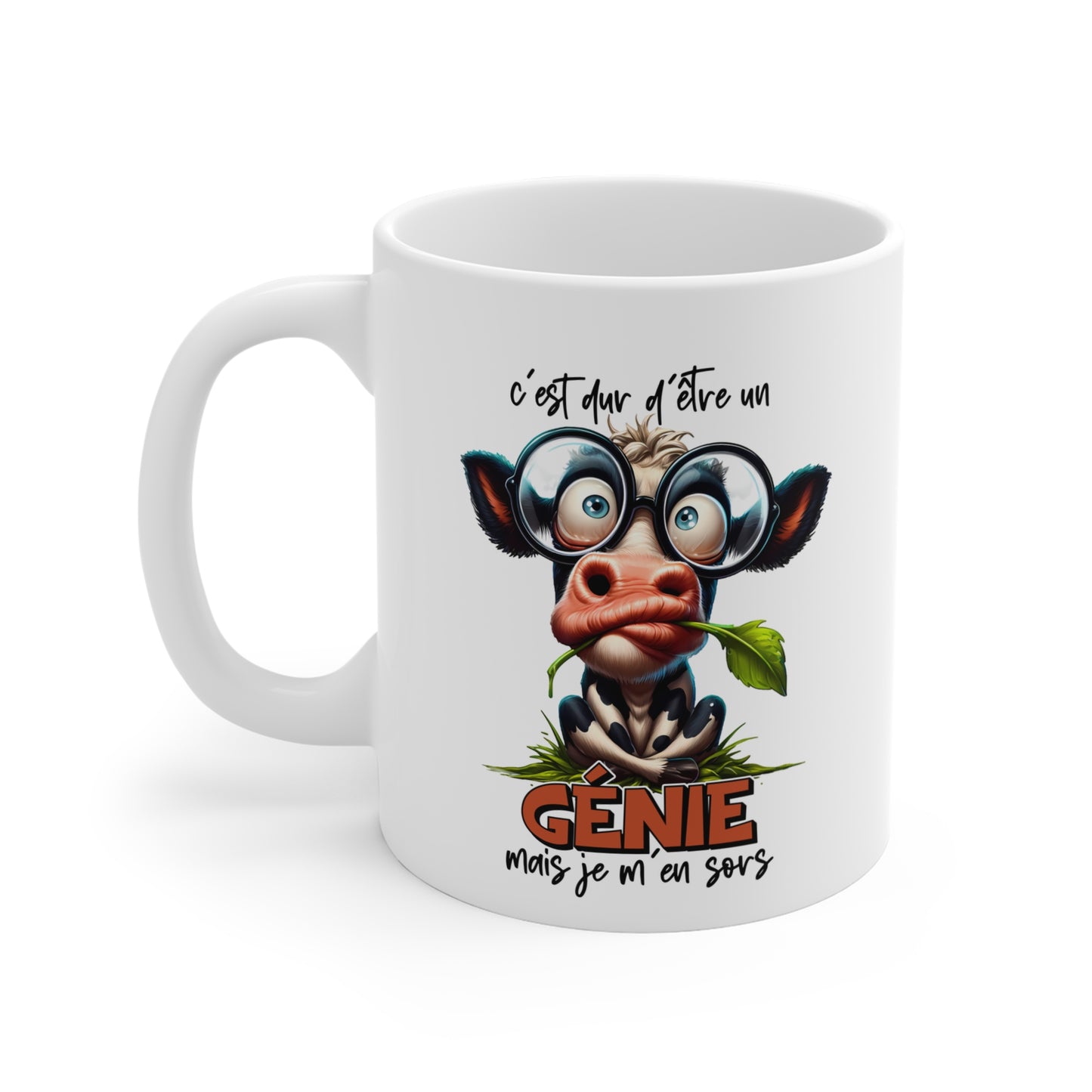 Tasse C’est Dur D’Être Un Génie Mais Je M’En Sors – Mug Vache Humour – Cadeau Drôle Homme Femme 325ml