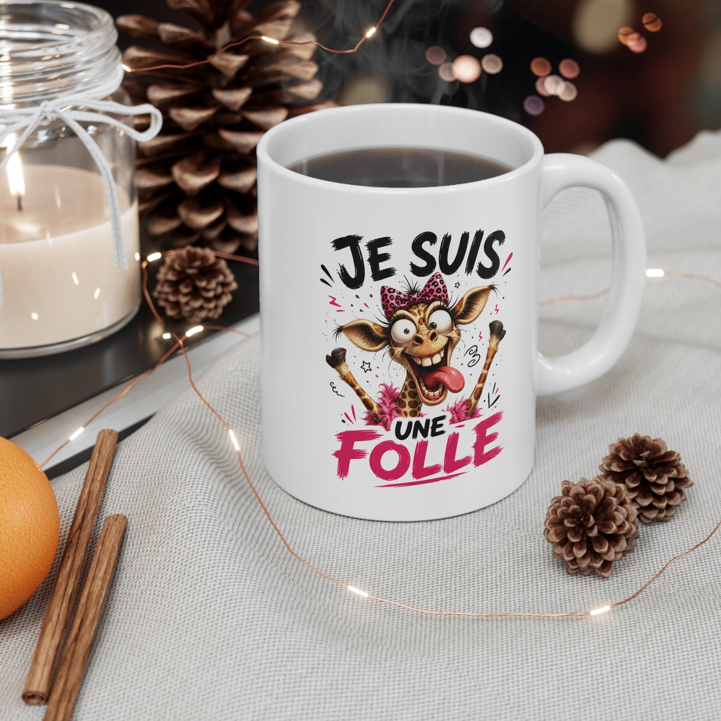 Tasse Je Suis Une Folle – Mug Humour Femme avec Girafe Délirante – Cadeau Drôle Femme 325ml
