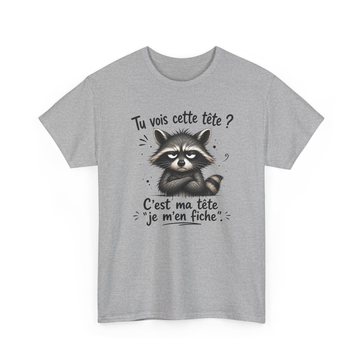 Tee-Shirt Tu Vois Cette Tête C’est Ma Tête Je M’en Fiche – Raton Laveur Humoristique – Cadeau Humour Sarcasme Homme Femme Adulte