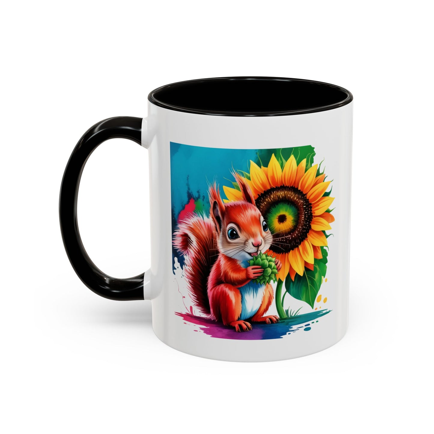 Mug Écureuil et Tournesol – Tasse Animaux Mignons Nature – Cadeau Coloré et Joyeux – Céramique 325ml
