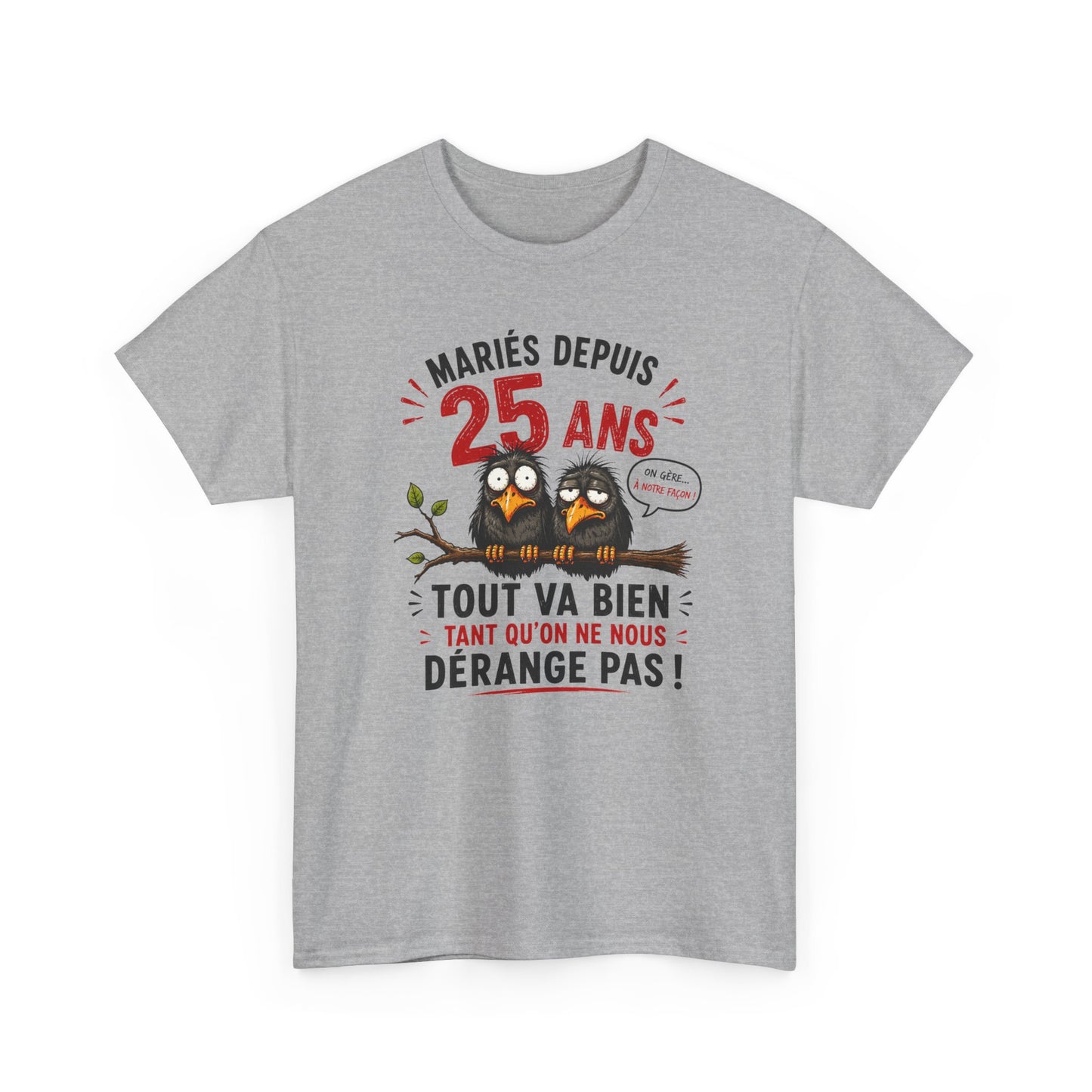 Tee-Shirt Homme Femme Mariés Depuis 25 Ans – Cadeau Anniversaire de Mariage Noces d’Argent – Humour Couple Original