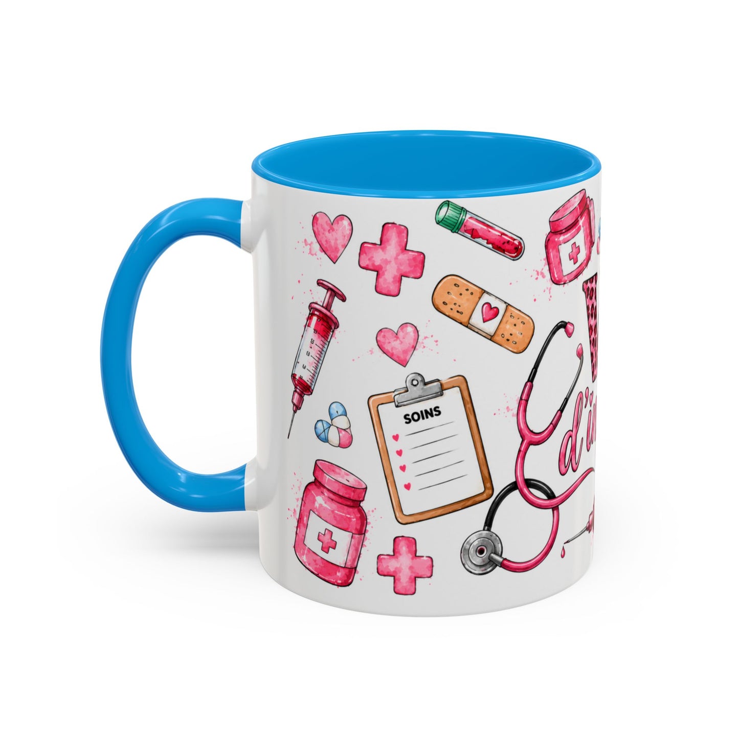 Tasse Vie d’Infirmière – Mug Infirmière Rose et Léopard – Cadeau Personnel Soignant Femme 325ml