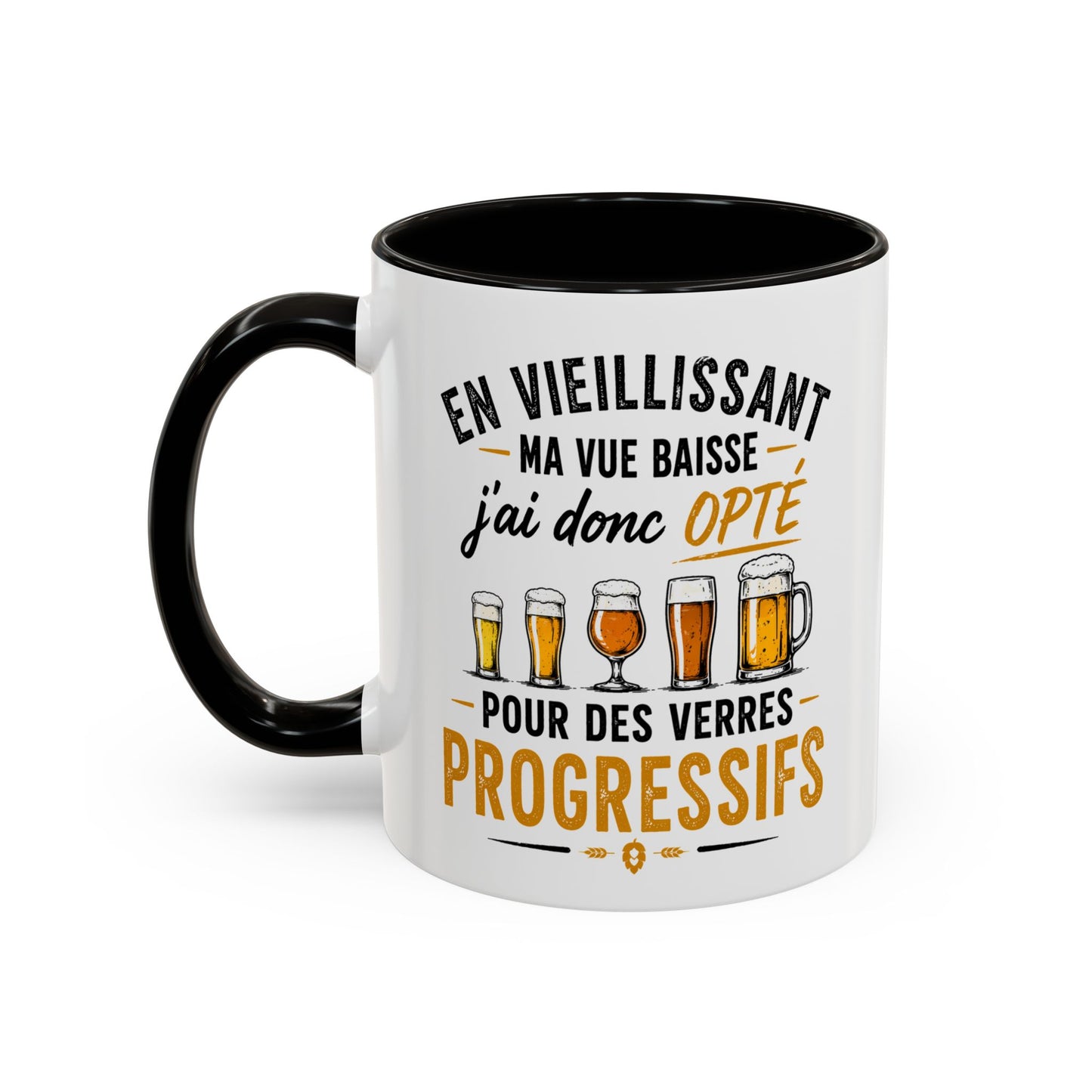 Mug Humour Bière et Vieillesse – En Vieillissant J’Avance à Mon Rythme Opté Houblon Progressif – Cadeau Drôle 325ml