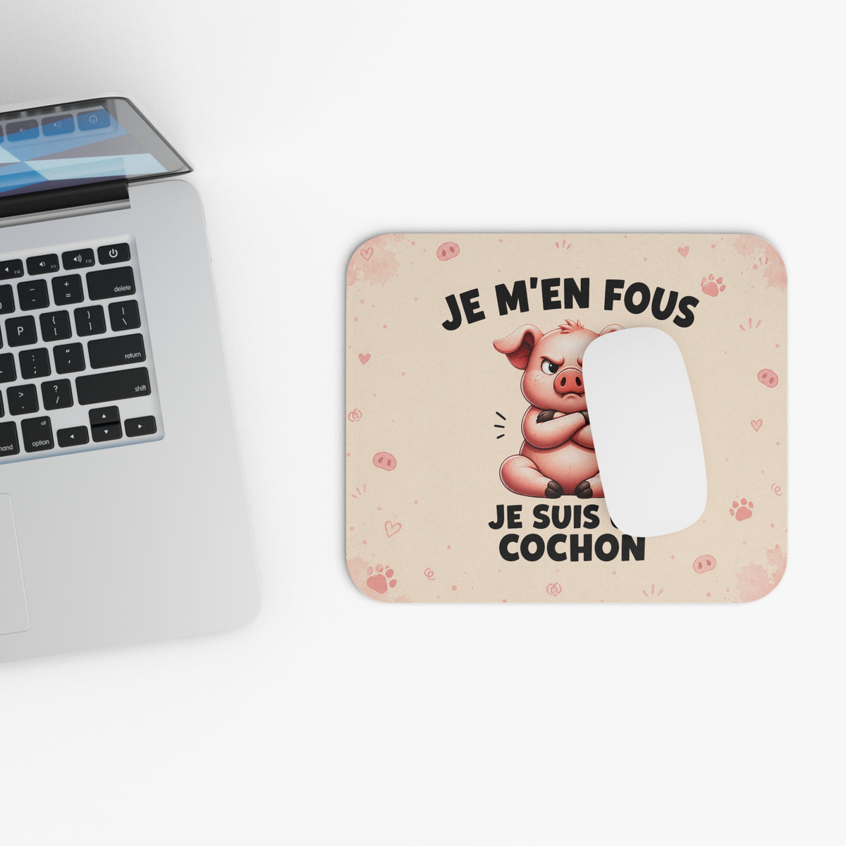 Tapis de Souris 22x18cm Je M’en Fous Je Suis un Cochon – Humour Cochon – Cadeau Drôle Original