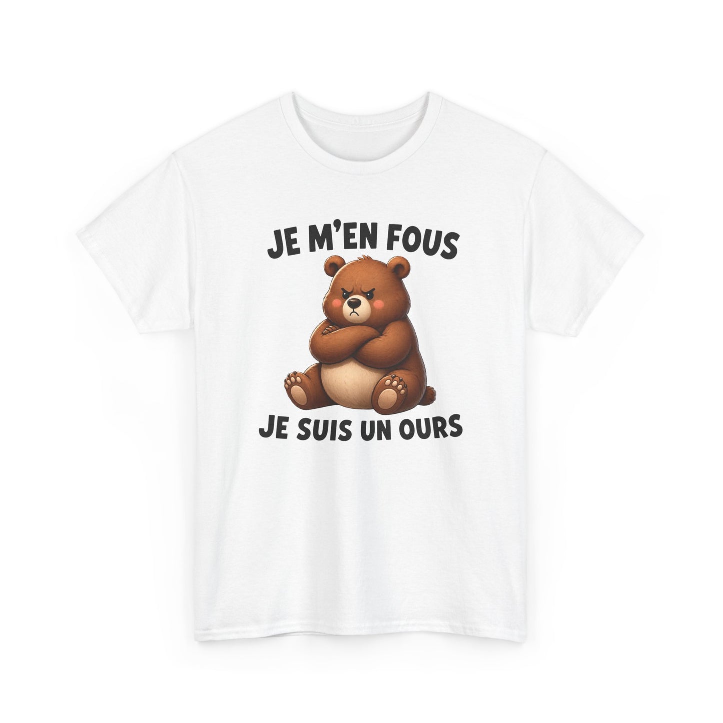 Tee Shirt Je M’En Fous Je Suis Un Ours – T-Shirt Humour Ours Grincheux – Cadeau Homme Femme Animal Mignon et Sarcastique