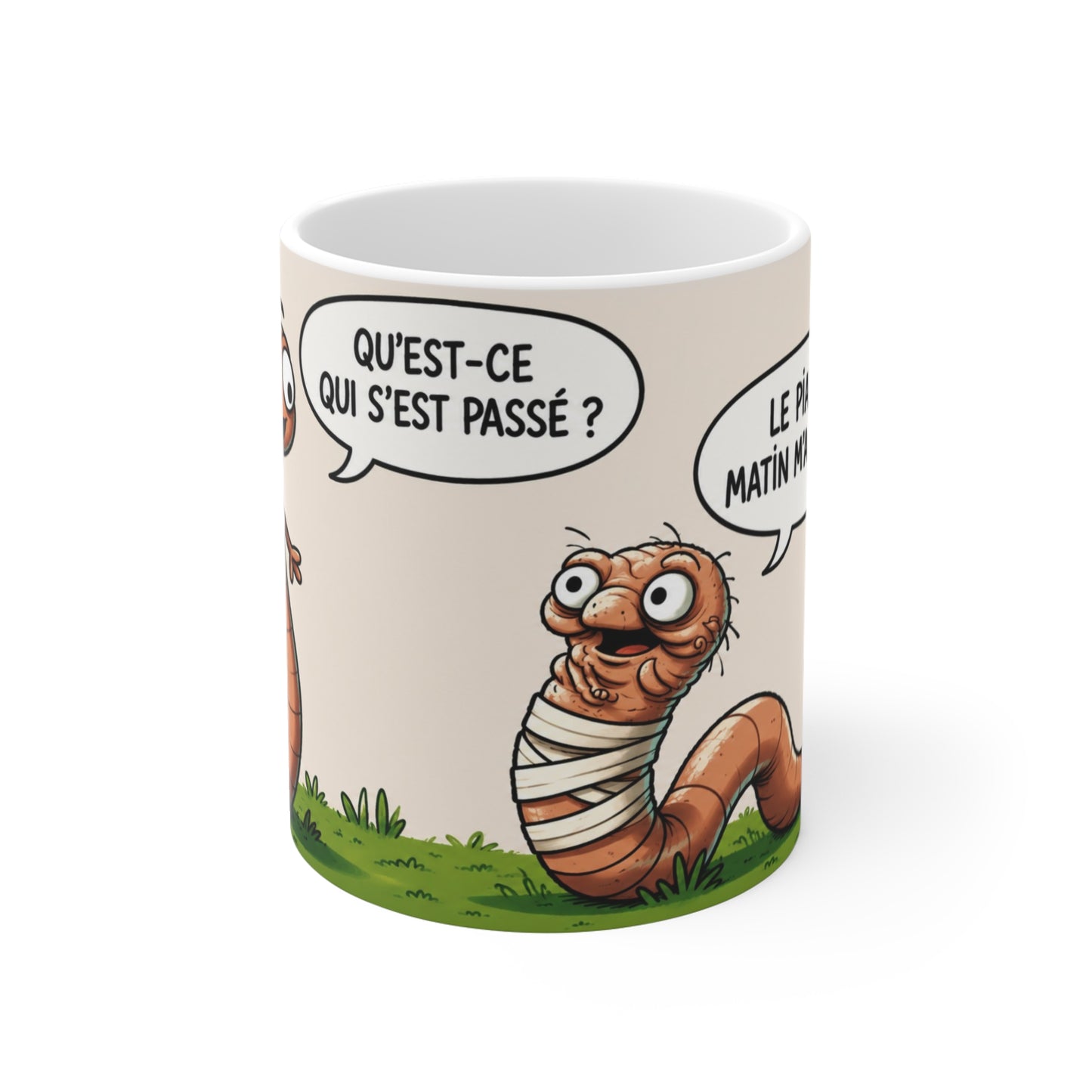 Tasse Ver de Terre Humour – Mug “Le Piaf du Matin M’a Repéré” – Cadeau Drôle Homme Femme 325ml