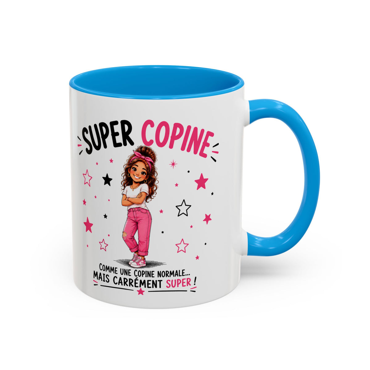 Mug Super Copine – Tasse Humoristique pour Amie – Idée Cadeau Originale pour une Super Copine – Anniversaire Noël Amitié noir bleu rouge