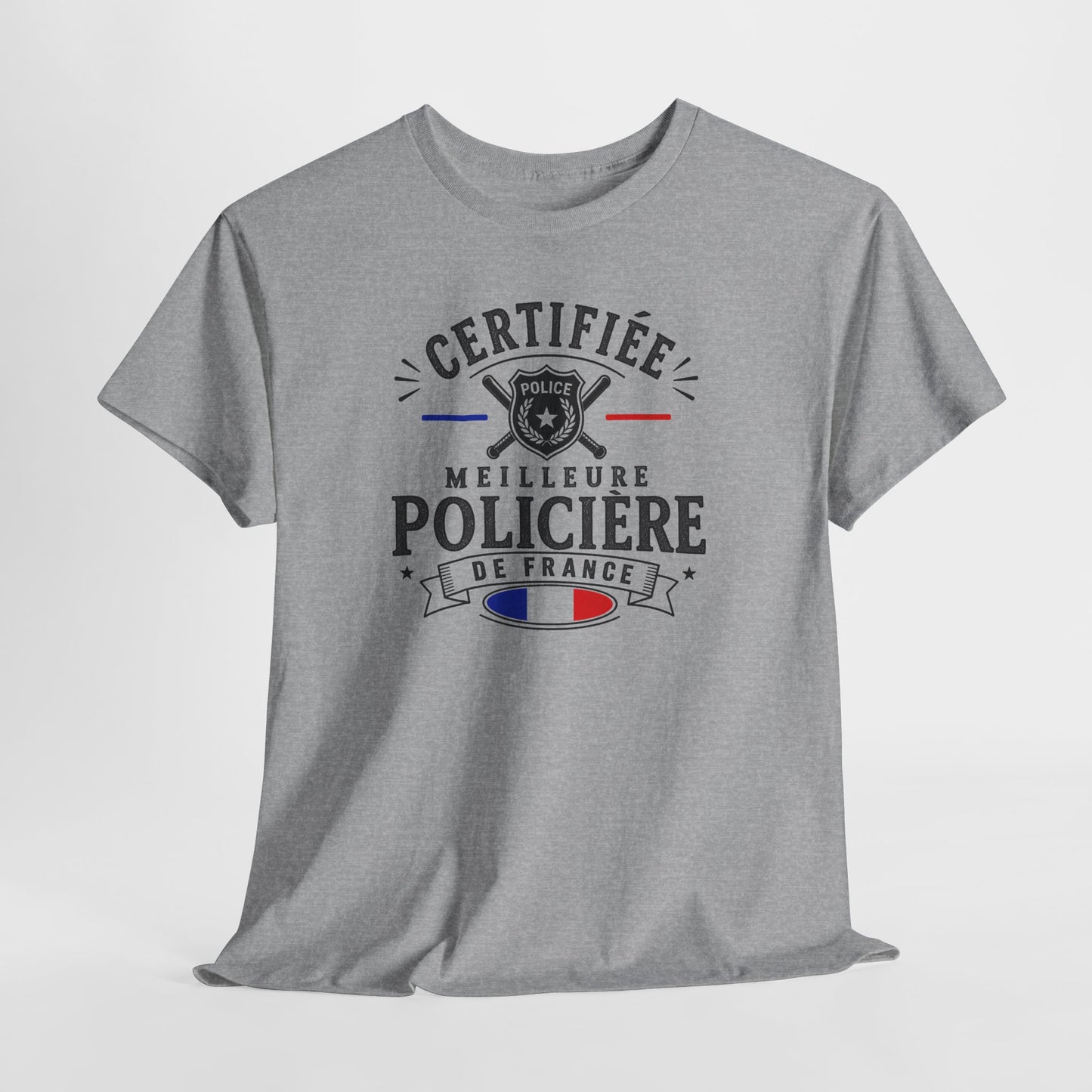 Tee Shirt Policière Femme – Certifiée Meilleure Policière de France – T-Shirt Métier Police Cadeau Original Femme