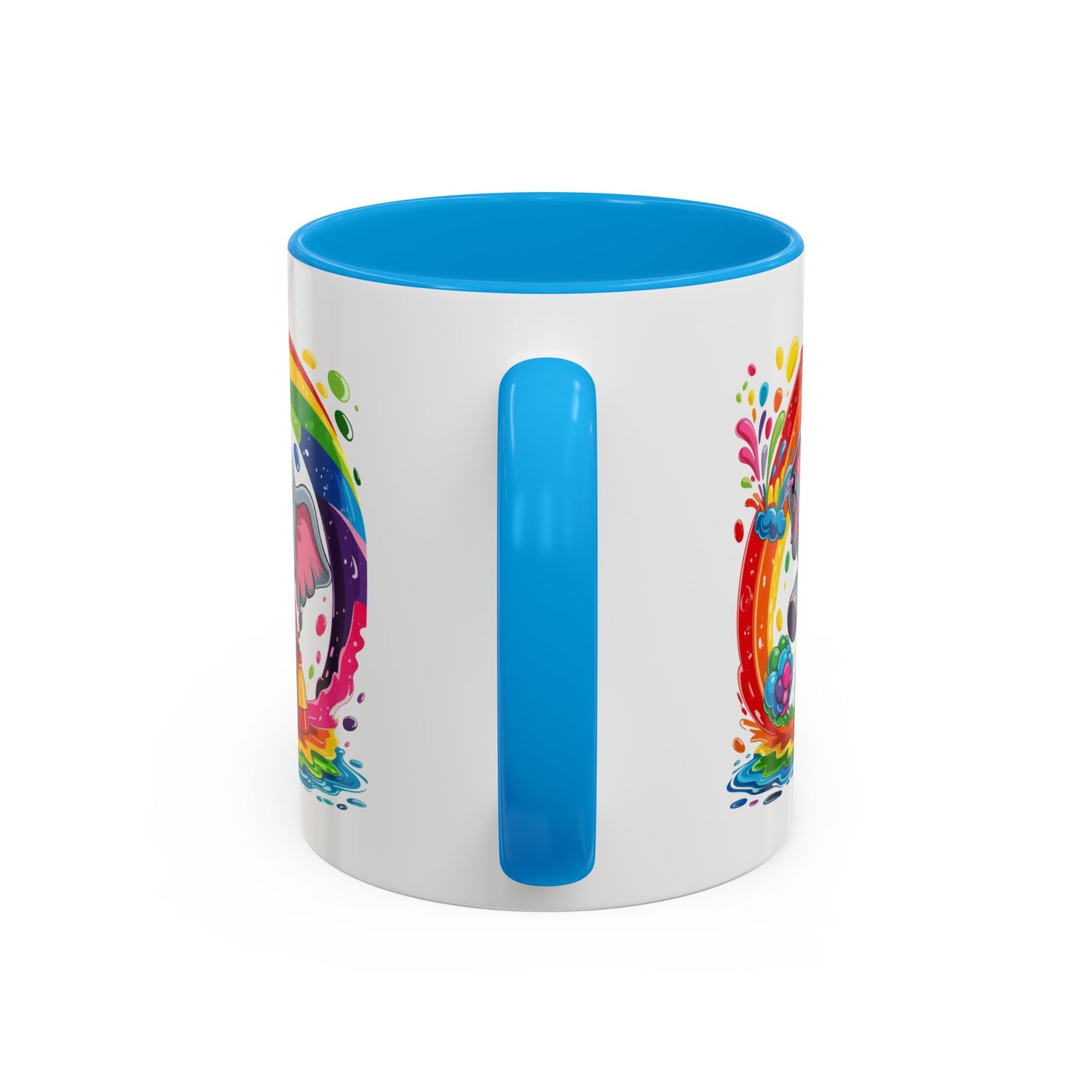 Mug Éléphant Mignon – Tasse Design Arc-en-ciel avec Éclaboussures Colorées – Cadeau Enfant 325ml
