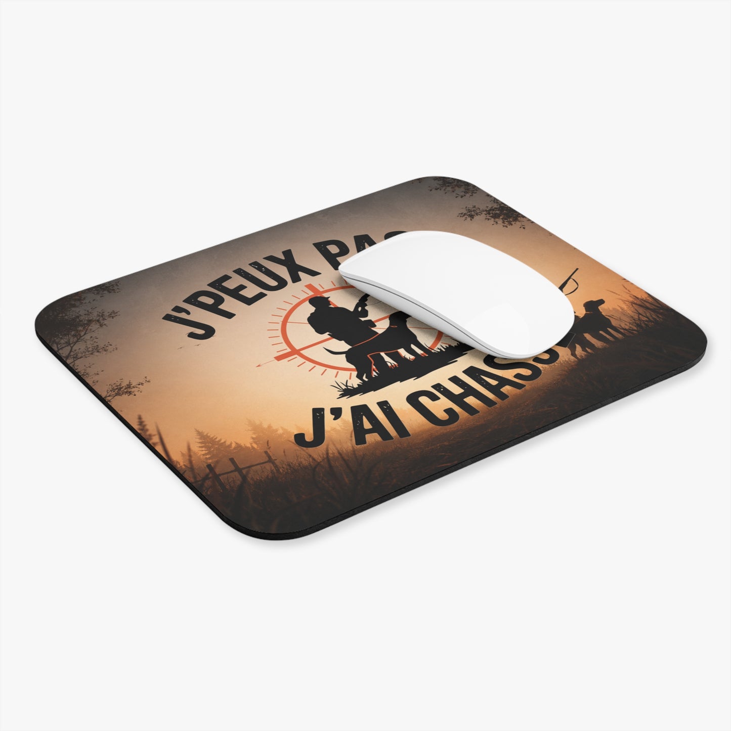 Tapis de Souris 22x18cm J'Peux Pas J'Ai Chasse – Cadeau Humour Chasseur Homme Femme – Design Chien de Chasse Vintage Bureau