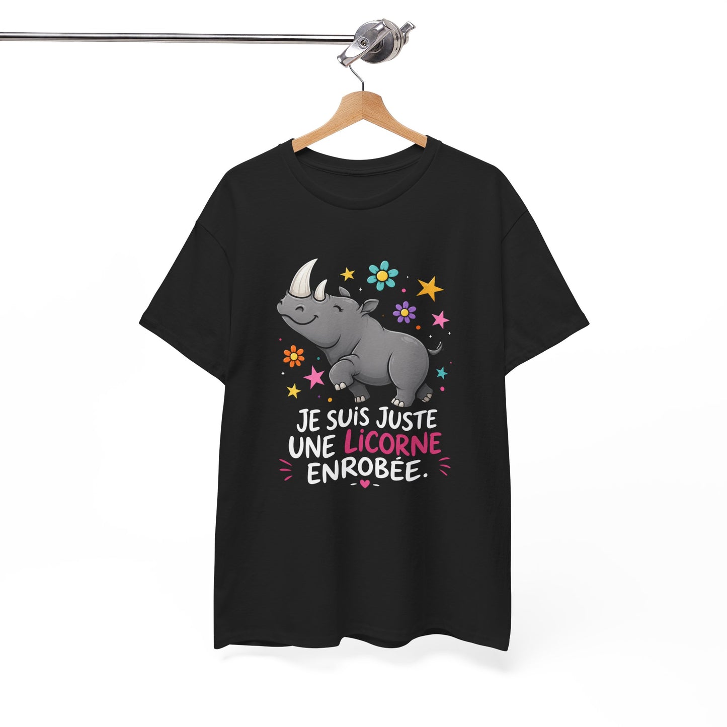 T-Shirt Rhinocéros Femme – Cadeau Humour Femme Drôle – Animal Rigolo Licorne – Idée Cadeau Original Anniversaire