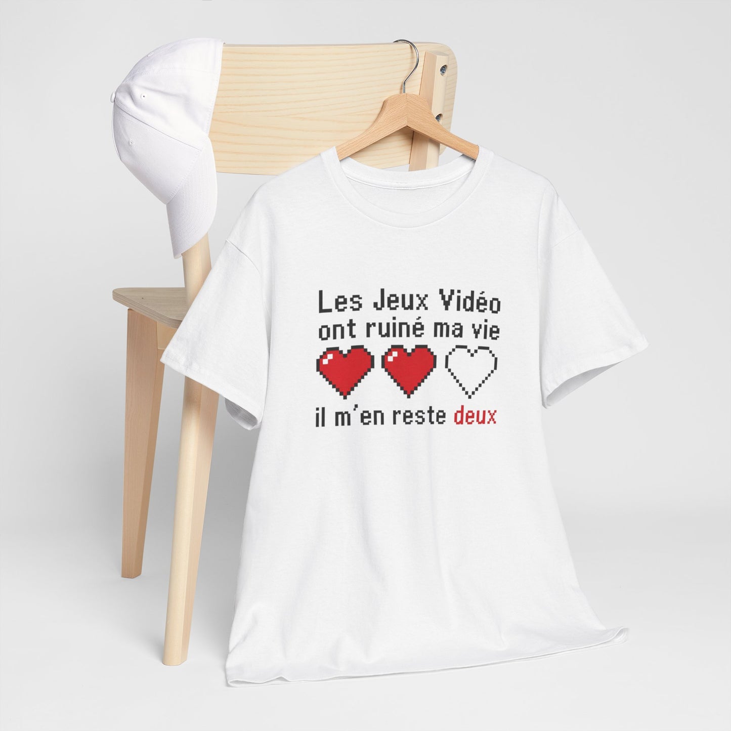 T-Shirt Gamer Humour Homme Femme – Les Jeux Vidéo Ont Ruiné Ma Vie Il M’en Reste Deux – Tee Shirt Gaming Geek Retro Pixel