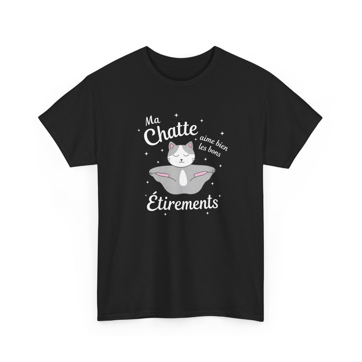 Tee-Shirt Chat Humour Femme – Félin Yoga Étirements – Cadeau Original Drôle pour Amoureuse des Chats