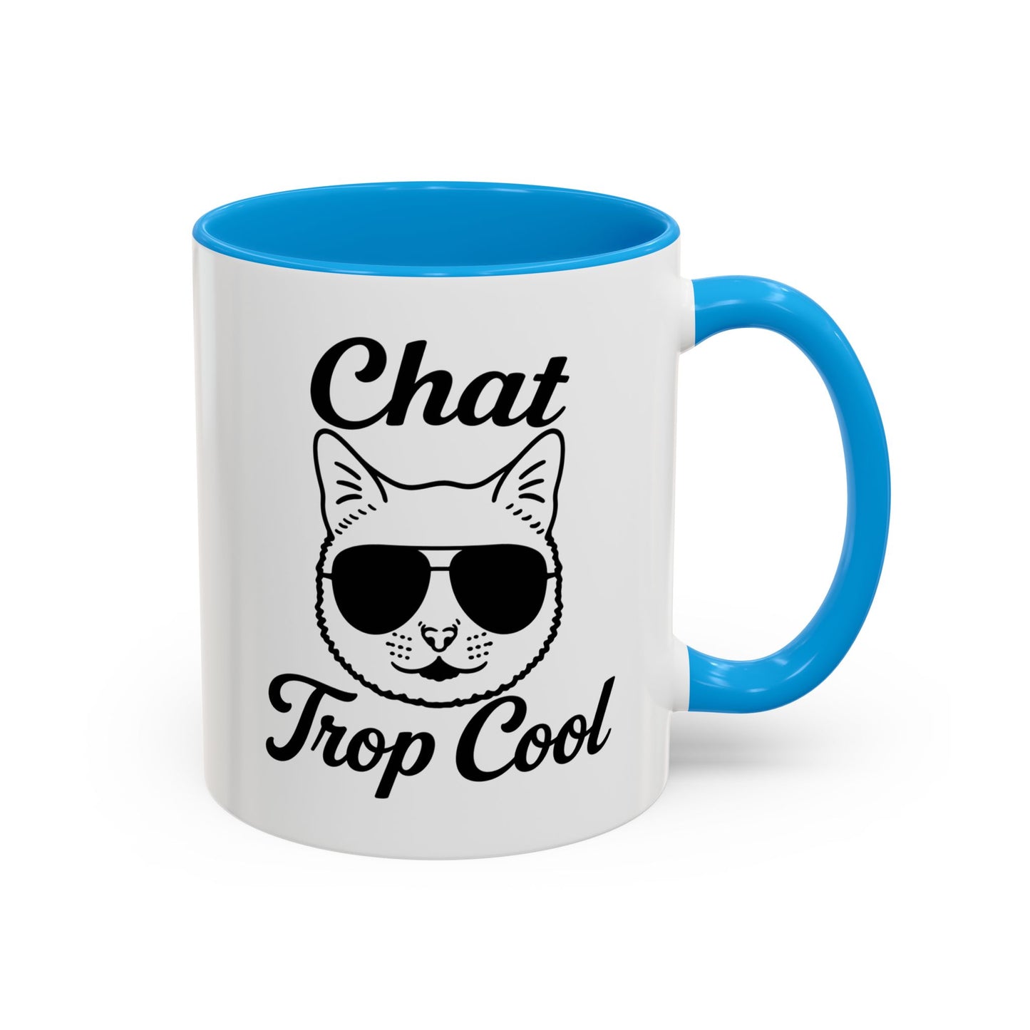 Tasse Chat Trop Cool Homme et Femme – Mug Chat avec Lunettes de Soleil – Cadeau Original pour Amoureux des Chats – Céramique 325 ml