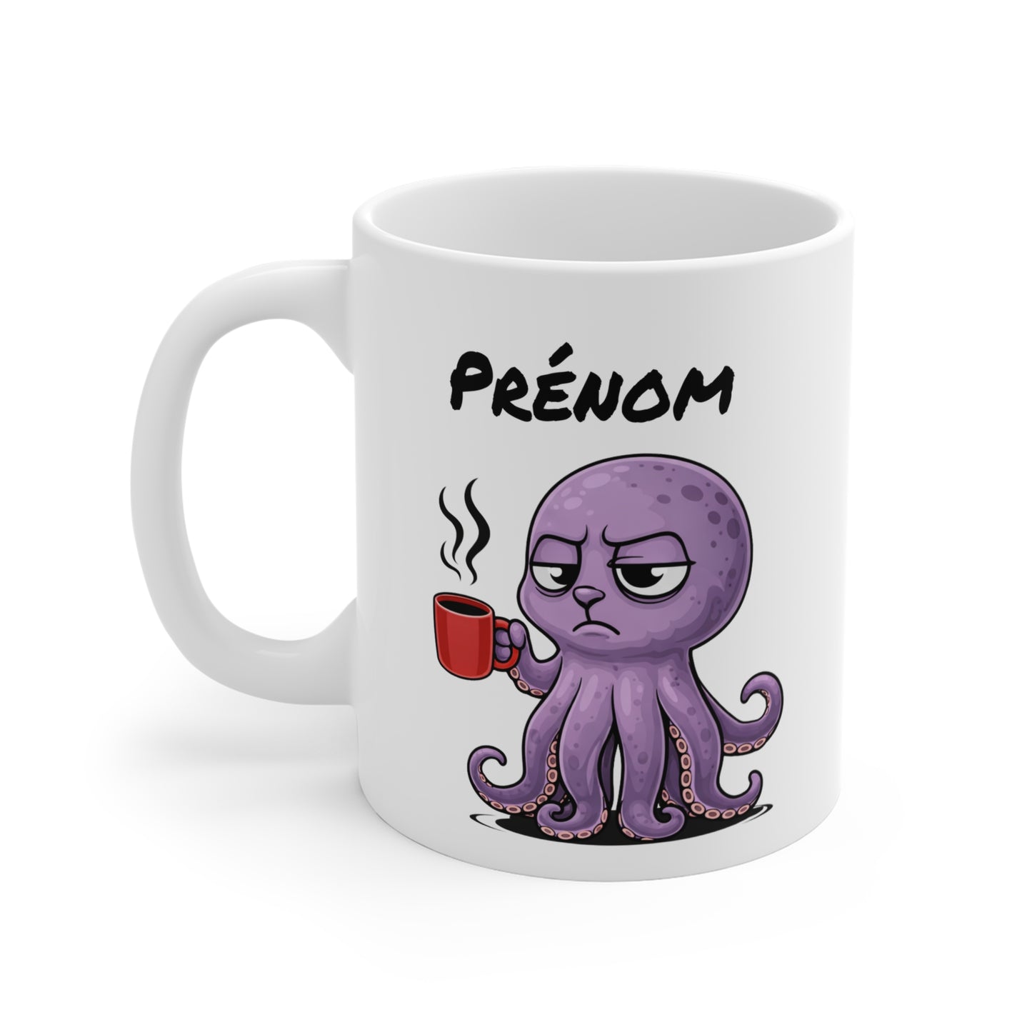 Mug Poulpe Fatigué Personnalisable 325ml – Tasse Café Humour Animal Marin Drôle Réveil Difficile Bureau Cadeau