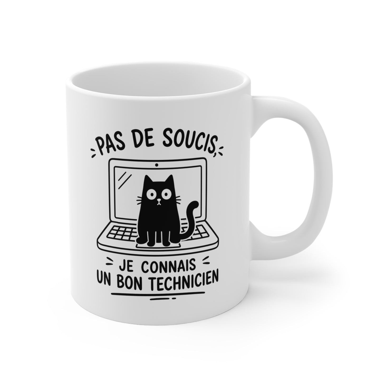 Mug Informatique Homme et Femme – Chat Ordinateur Technicien Dépannage – Cadeau Original Drôle pour Informaticien Technicien Geek 325 ml