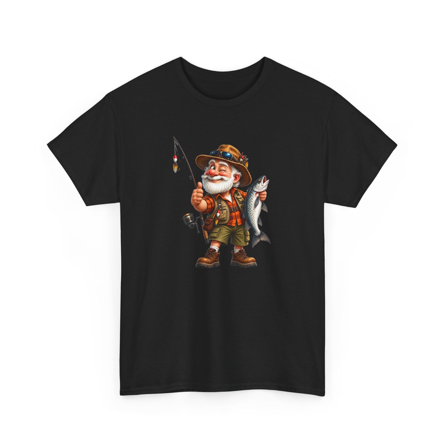 Tee Shirt Pêche Homme – Pêcheur avec Poisson – T-Shirt Passion Pêche Cadeau Homme
