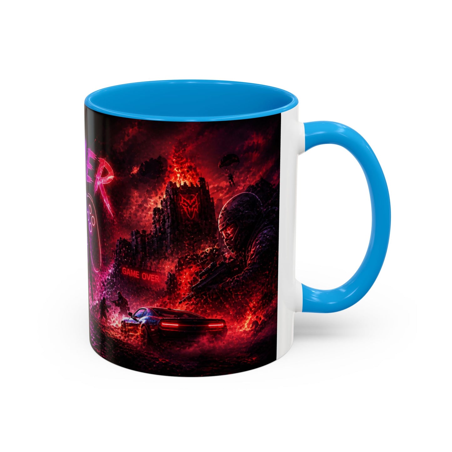 Tasse Gamer Néon Futuriste – Mug Jeux Vidéo Manette et Univers Gaming – Design Arcade Coloré – Céramique 325ml