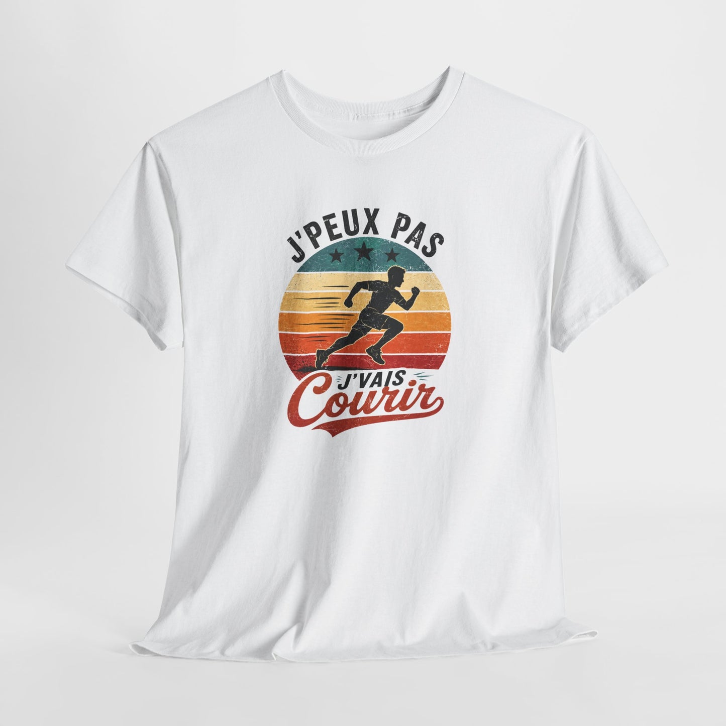 T-Shirt Running Homme Humour – J’Peux Pas J’Vais Courir – Tee Shirt Course à Pied Vintage Sport