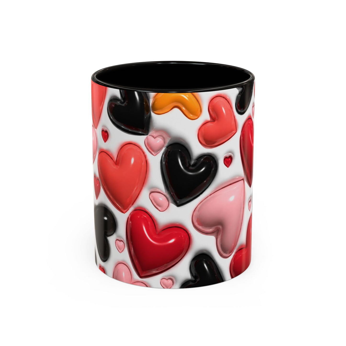 Mug Love Cœurs – Tasse Romantique Motif Cœurs Rouges Roses Noirs – Cadeau Couple Amour Saint Valentin Femme Homme Céramique 325ml