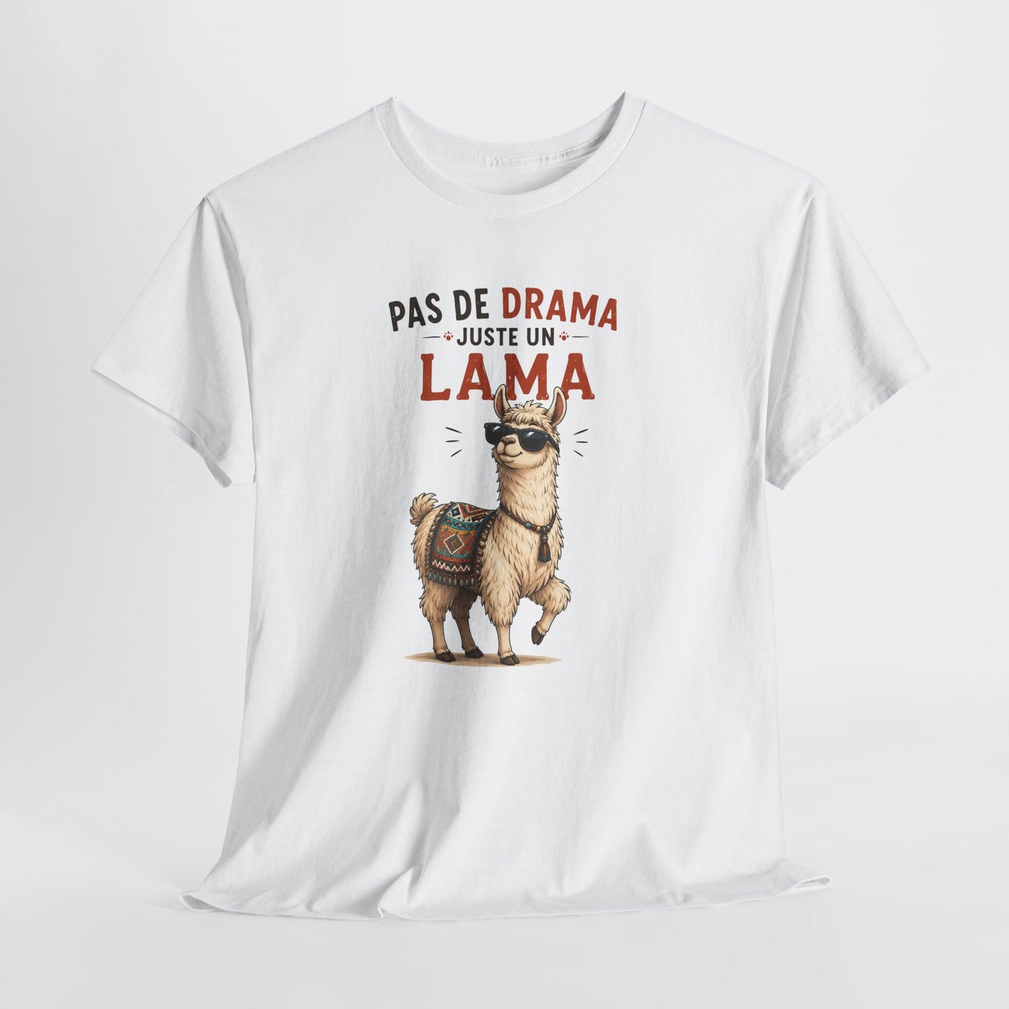 T-Shirt Humour Homme et Femme – Lama Drôle avec Lunettes – Animal Rigolo – Cadeau Original Anniversaire