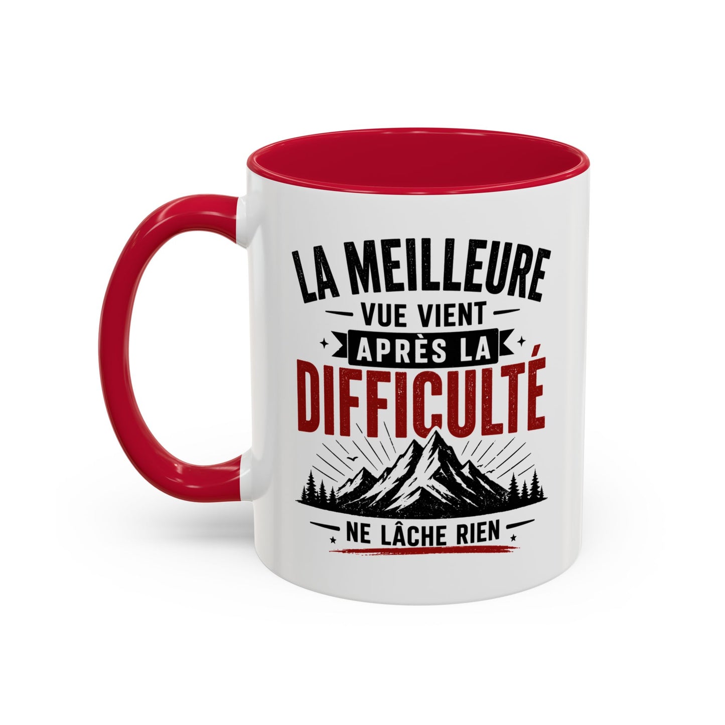 Mug Citation Motivation – La Meilleure Vue Vient Après la Difficulté – Cadeau Inspirant Sport Dépassement de Soi 325ml