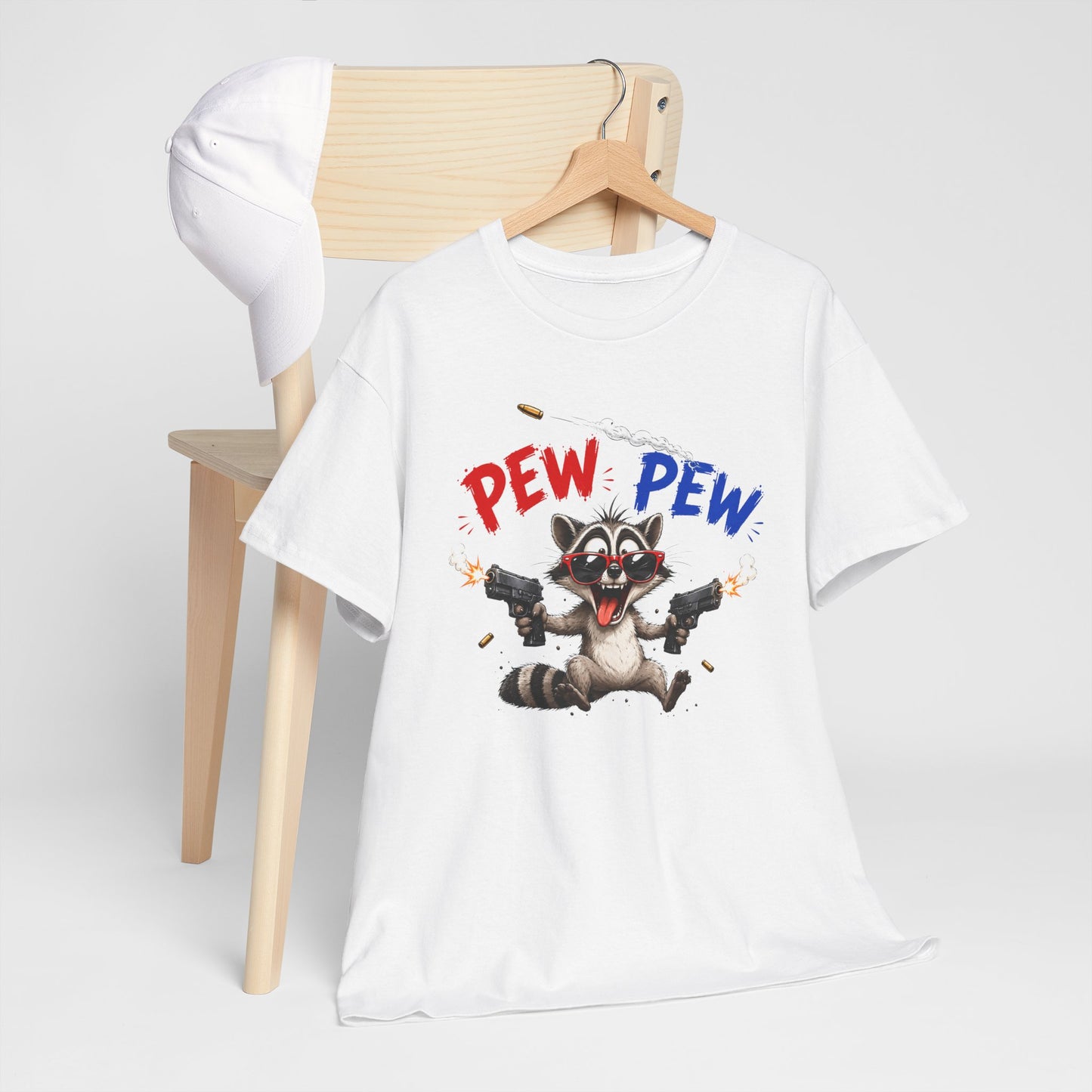 Tee-Shirt Pew Pew Raton Laveur Humour – Cadeau Drôle Homme Femme – Design Cartoon Original