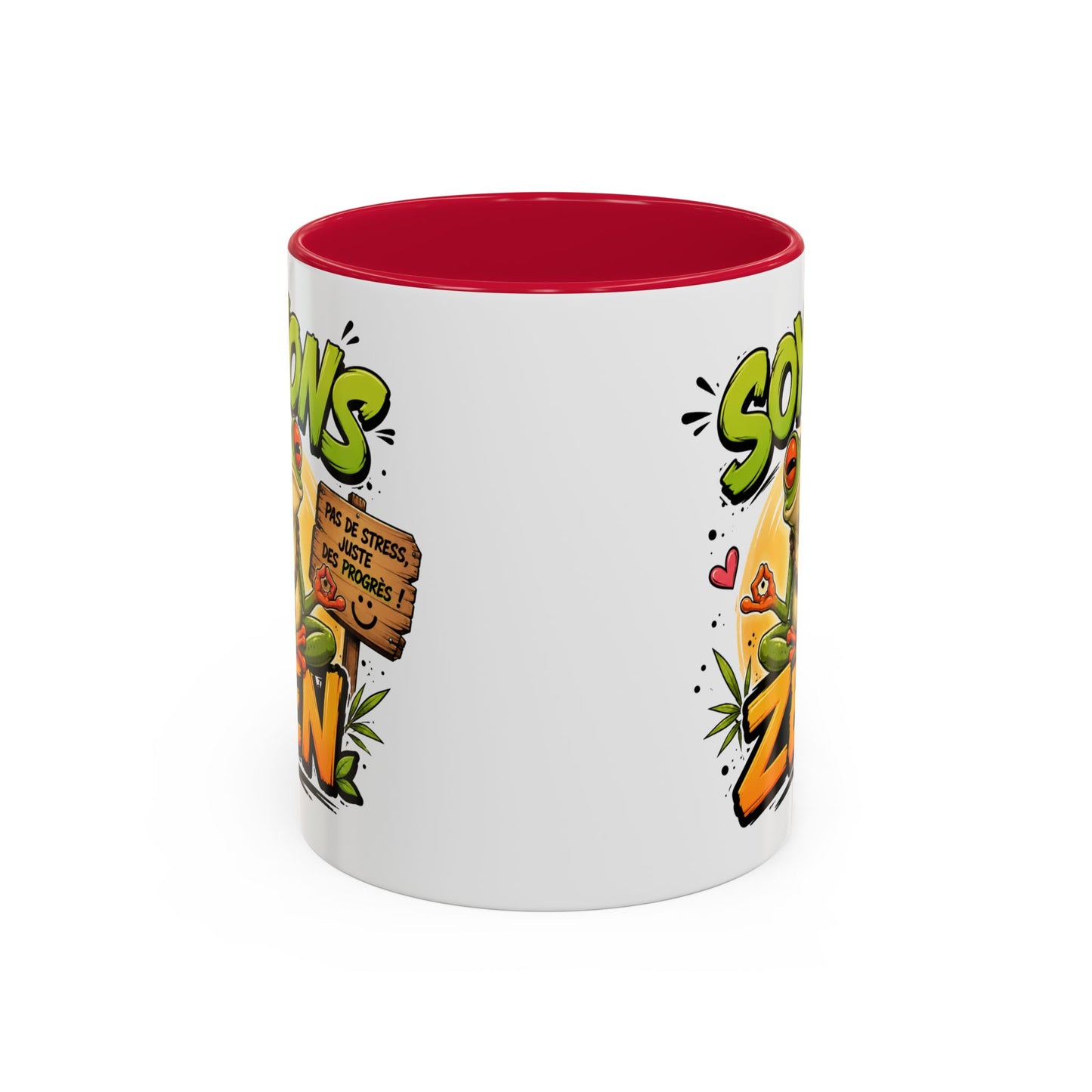 Tasse Soyons Zen – Mug Grenouille Méditation Humour – Cadeau Relaxation Positive 325ml