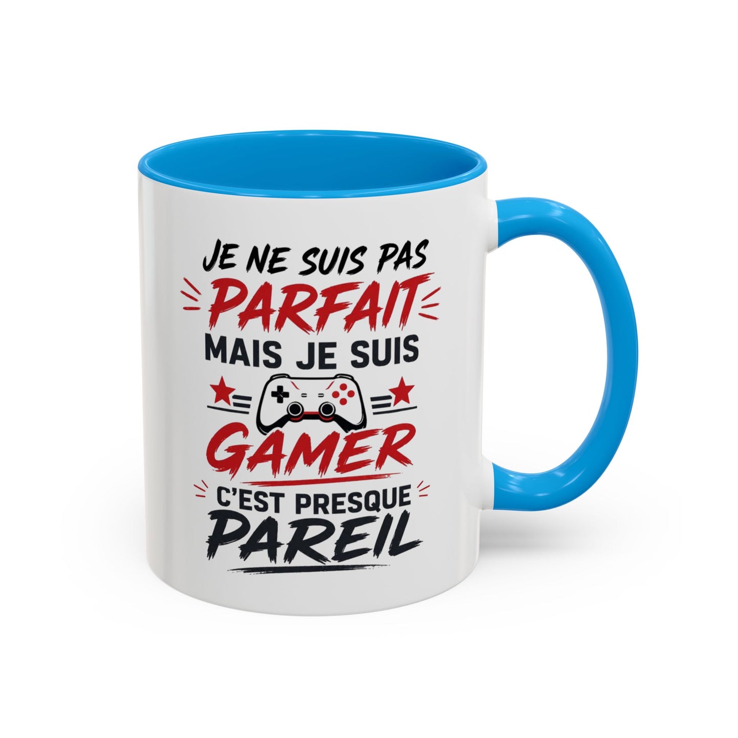 Mug Gamer Humour – Je Ne Suis Pas Parfait Mais Je Suis Gamer – Tasse Geek Drôle Cadeau Gaming Céramique 325ml Noir Rouge