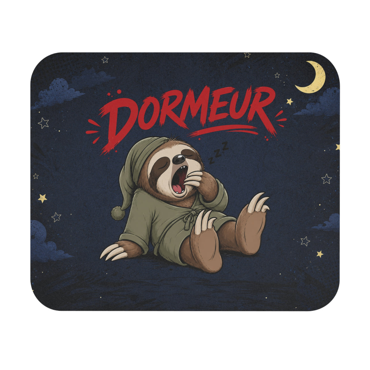 Tapis de Souris 22x18 cm Dormeur – Paresseux Fatigué qui Bâille – Humour Sommeil Sieste – Cadeau Drôle
