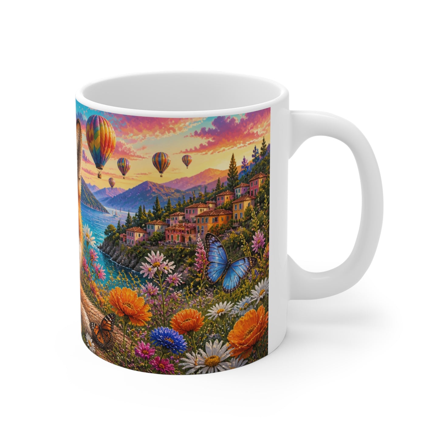 Tasse Renard Fleuri – Mug Nature Coloré – Cadeau Animaux Homme Femme Enfant 325ml
