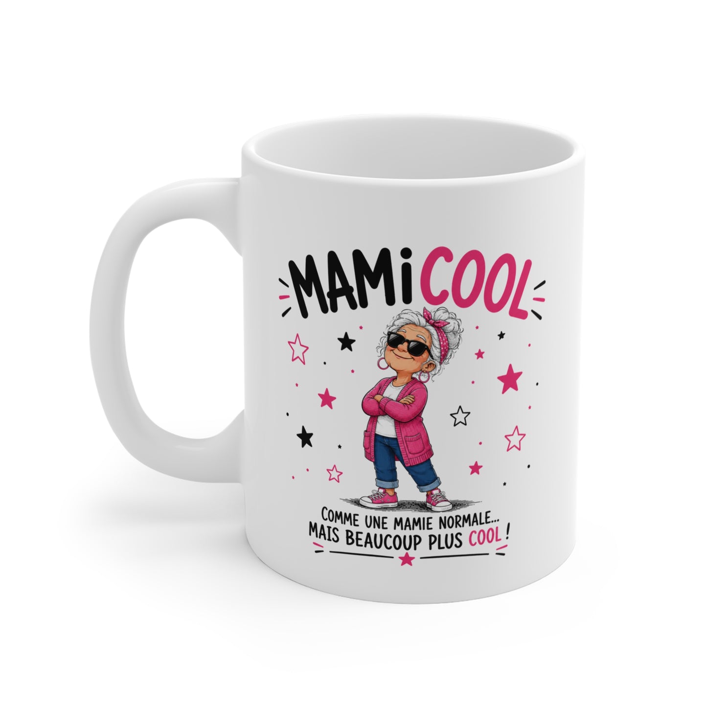 Mug MamiCool – Tasse Humoristique pour Mamie – Comme une Mamie Normale Mais Beaucoup Plus Cool – Idée Cadeau Originale Anniversaire Noël Fête des Grands-Mères