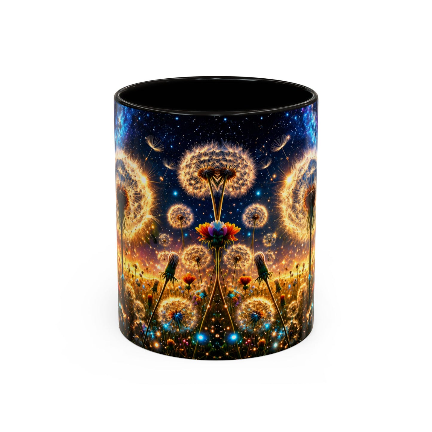 Tasse Pissenlit Féérique – Mug Fleur Cosmique et Étoiles – Cadeau Nature Bohème 325ml