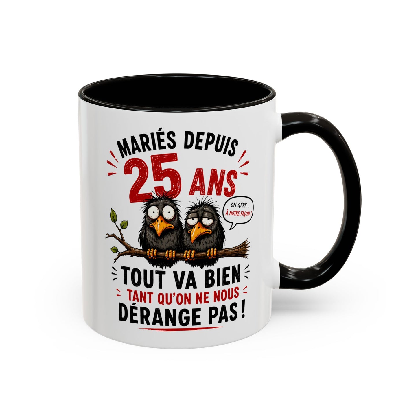 Tasse Mariés Depuis 25 Ans – Mug Humour Anniversaire de Mariage Homme Femme – Cadeau Couple 25 Ans de Mariage 325 ml