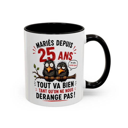Tasse Mariés Depuis 25 Ans – Mug Humour Anniversaire de Mariage Homme Femme – Cadeau Couple 25 Ans de Mariage 325 ml