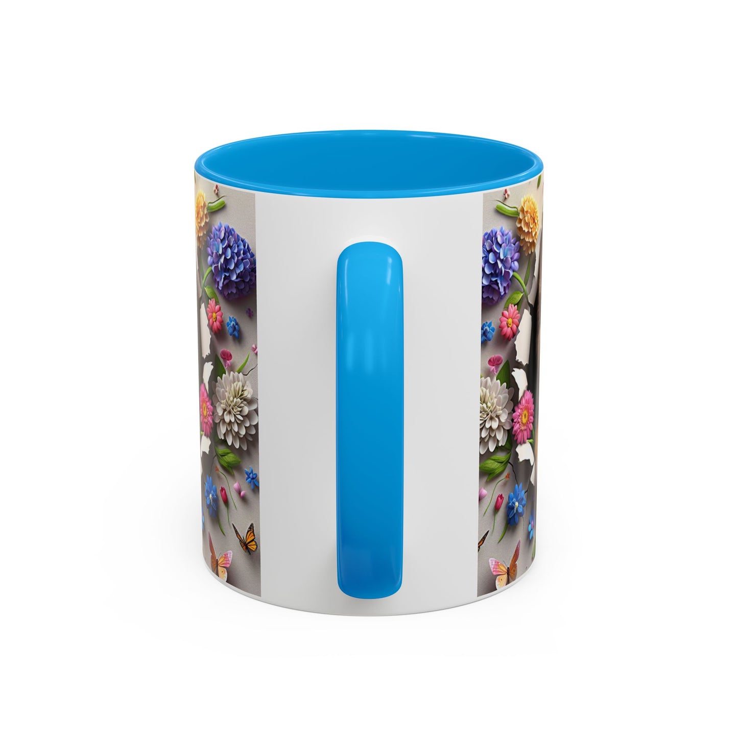 Mug Spitz Kawaii – Tasse Chiot Spitz Allemand avec Fleurs et Papillons – Cadeau Amoureux des Chiens 325ml