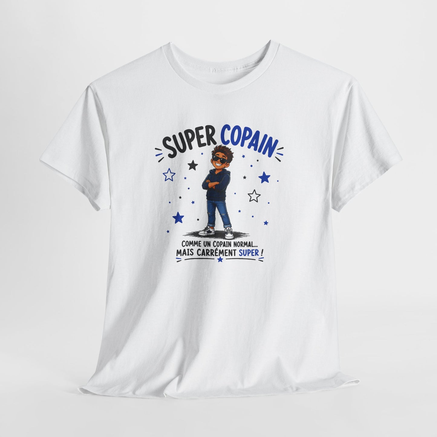 Tee Shirt Super Copain Homme – Comme un Copain Normal Mais Carrément Super – T-Shirt Humour Cadeau Amitié Original