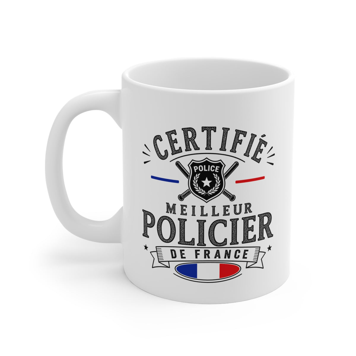 Mug Policier Homme – Certifié Meilleur Policier de France – Tasse Métier Police – Cadeau Original Policier
