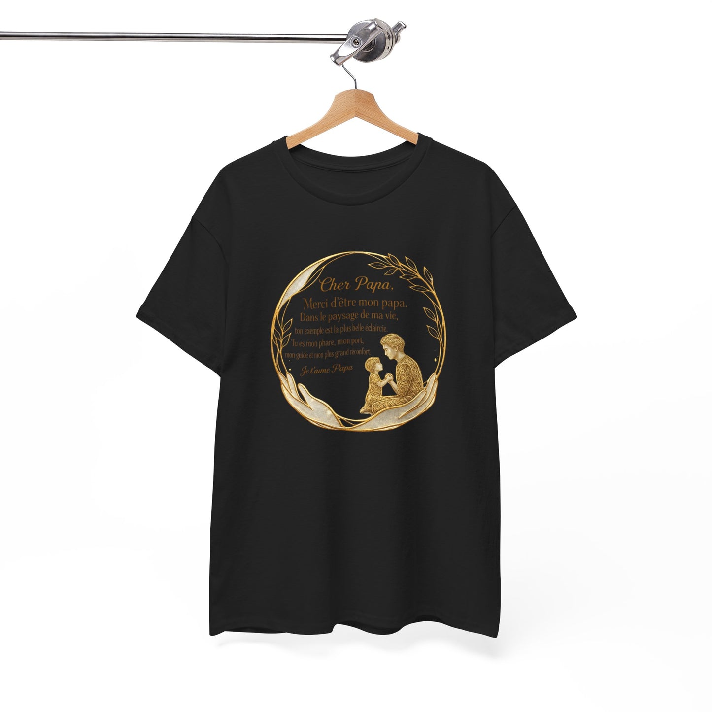 T-Shirt Cadeau Papa Texte Émotionnel – Tee Shirt Fête des Pères Original – Message Amour Papa Élégant