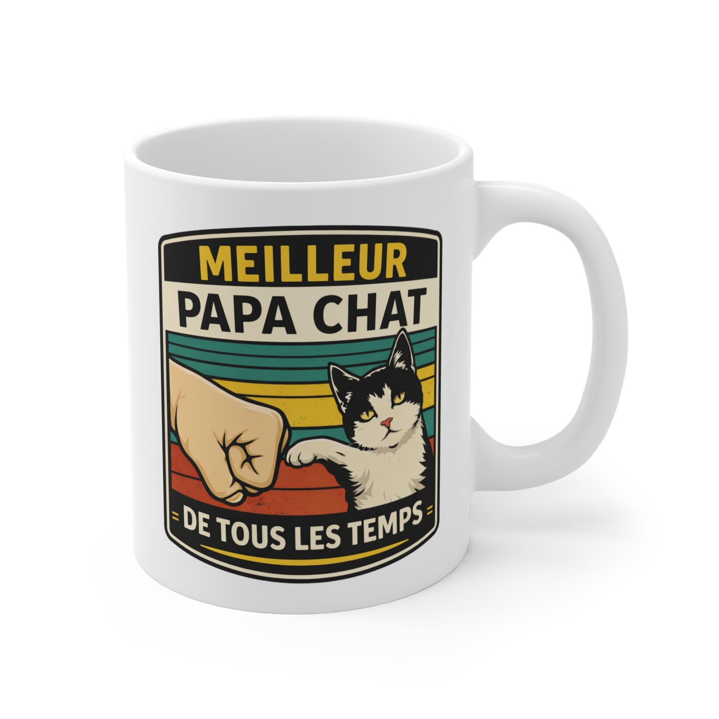 Mug Papa Chat – Meilleur Papa Chat de Tous Les Temps – Tasse Cadeau Homme Amoureux des Chats – Style Vintage 325 ml