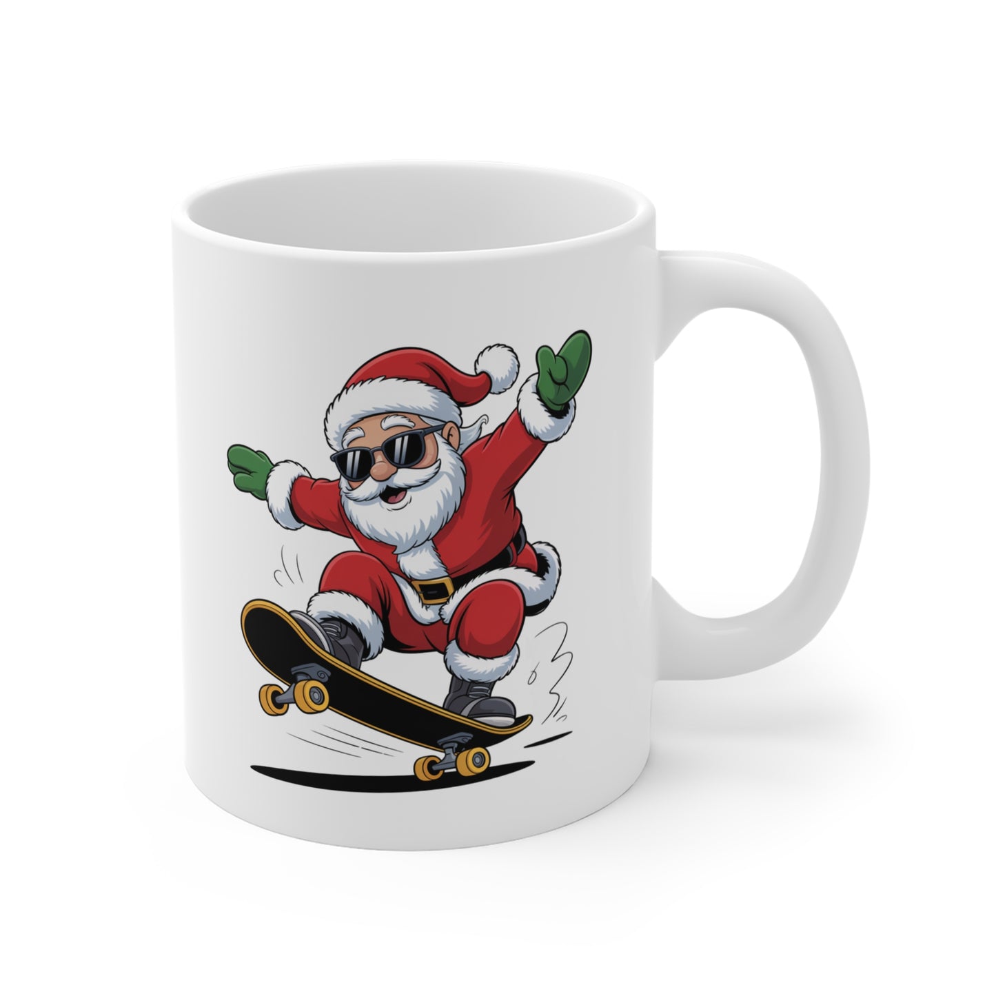 Tasse Père Noël Skateur – Mug Noël Original 325ml – Cadeau Festif et Humoristique