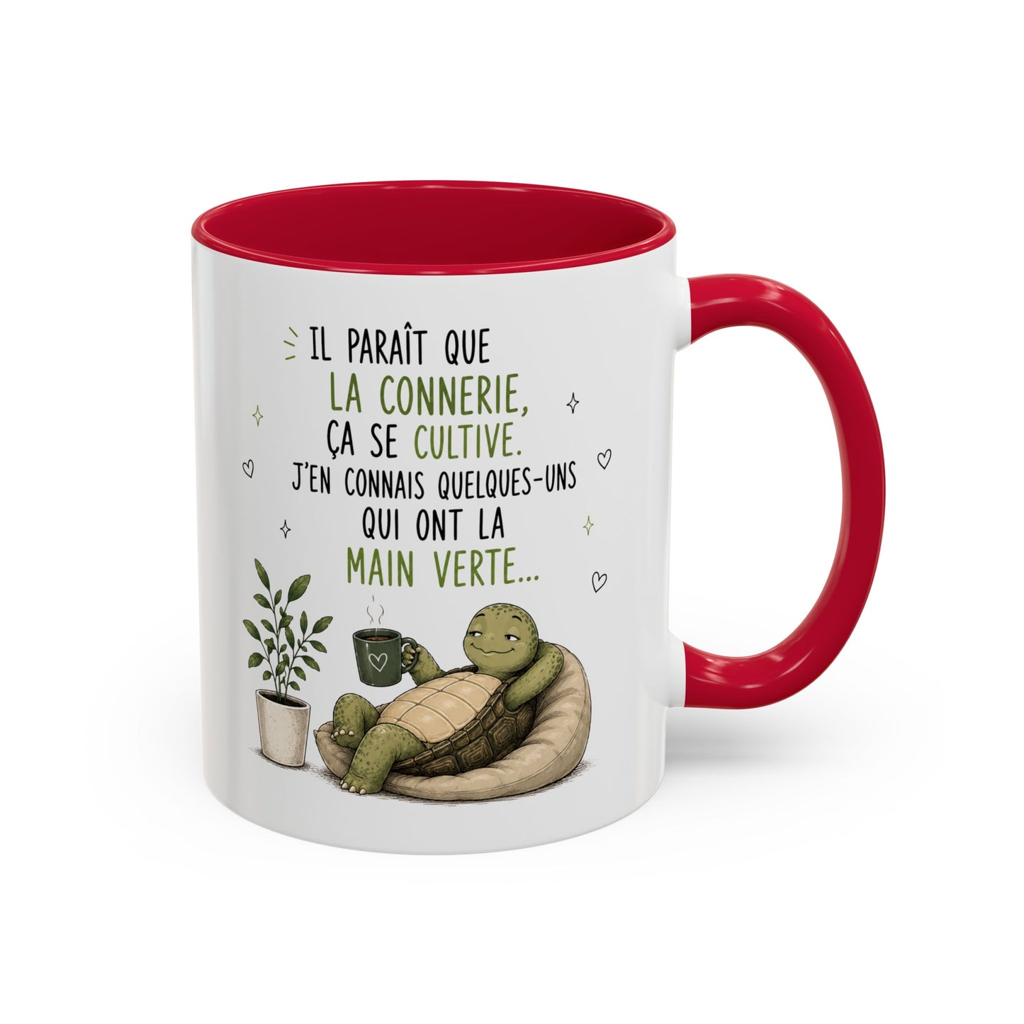 Tasse Tortue Drôle Homme et Femme – Mug Humour Jardinage Plantes Main Verte – Cadeau Original Amusant 325 ml
