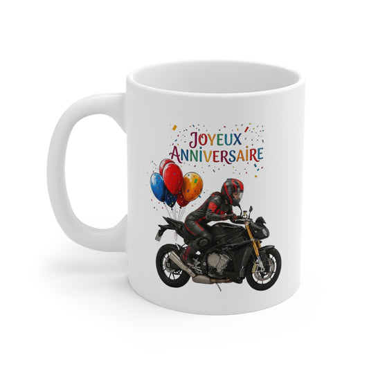 Mug Anniversaire Motarde Femme – Tasse Moto Sportive – Idée Cadeau Original Passionnée de Moto et Motocyclisme
