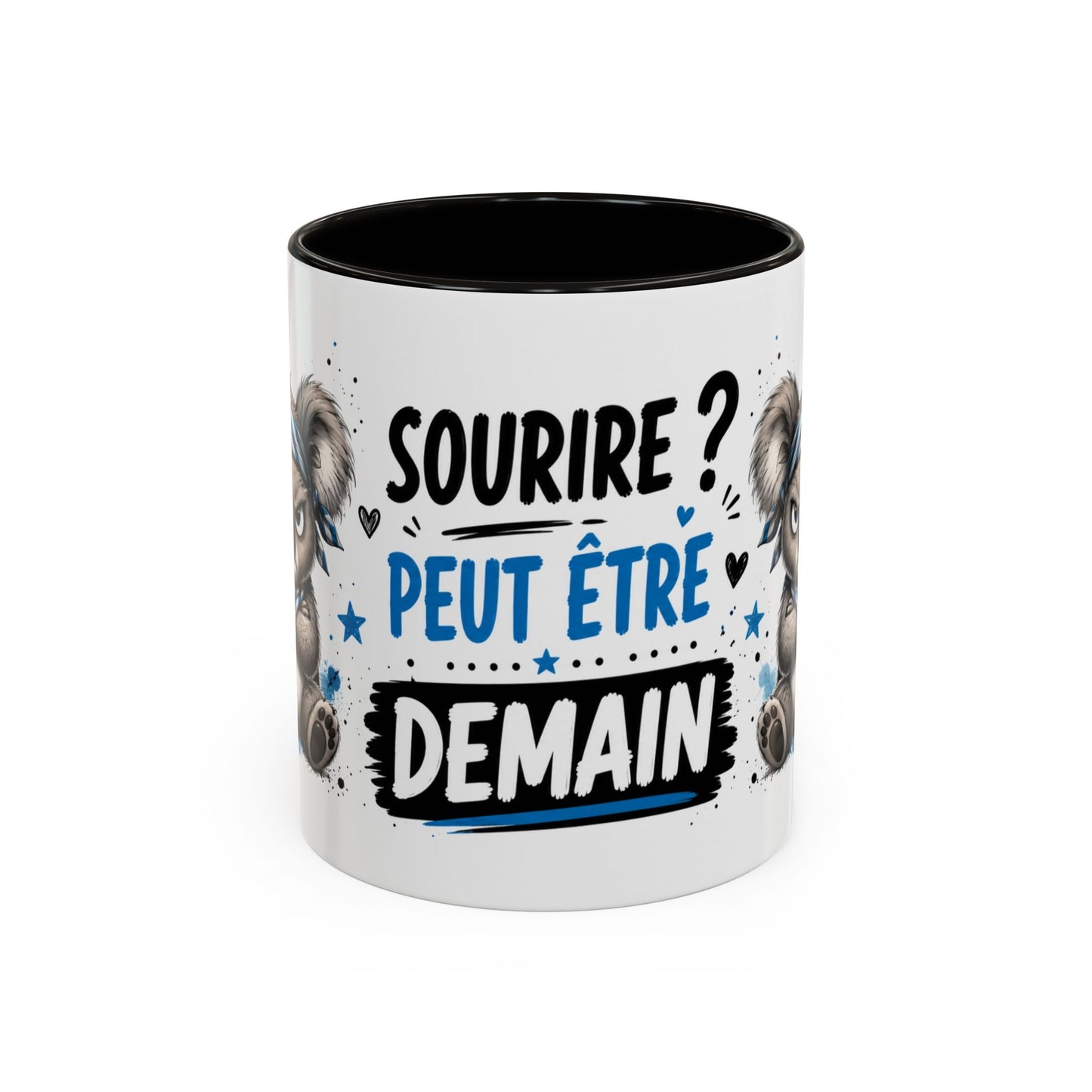 Tasse Sourire ? Peut-Être Demain – Mug Humour Koala Boudeur – Cadeau Original Homme Femme 325ml