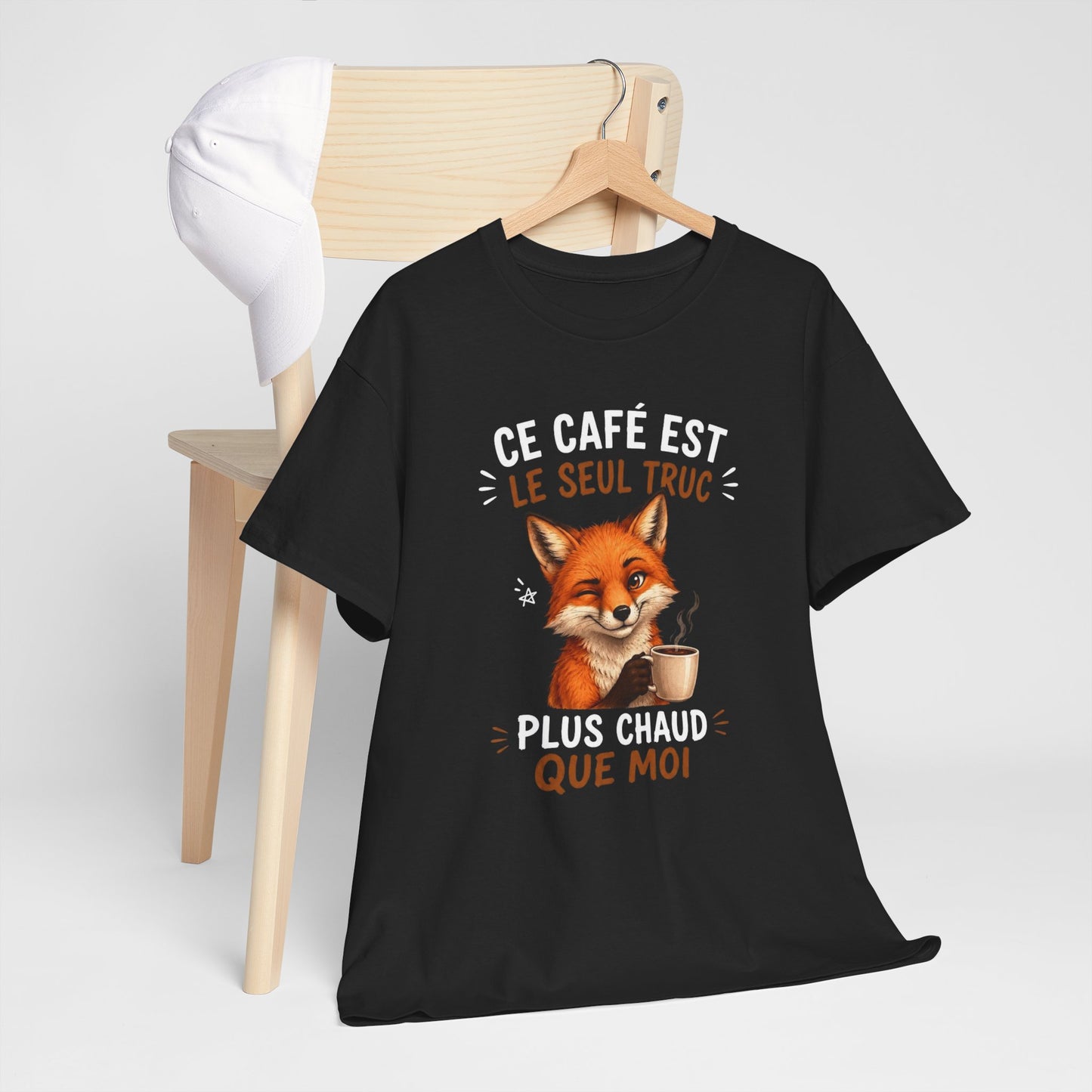 Tee-Shirt Ce Café Est Le Seul Truc Plus Chaud Que Moi – Renard Humoristique Amateur de Café – Cadeau Humour Homme Femme Adulte
